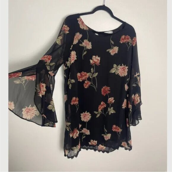 Swing Floral Hipster Hippie Artsy Girly Classy Party Elegant Mini Flare Dress - Picture 1 of 7